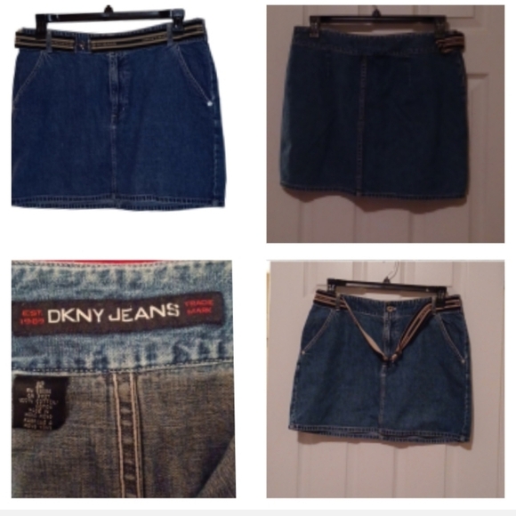 💫DKNY Denim Skirt with Belt - Picture 1 of 9